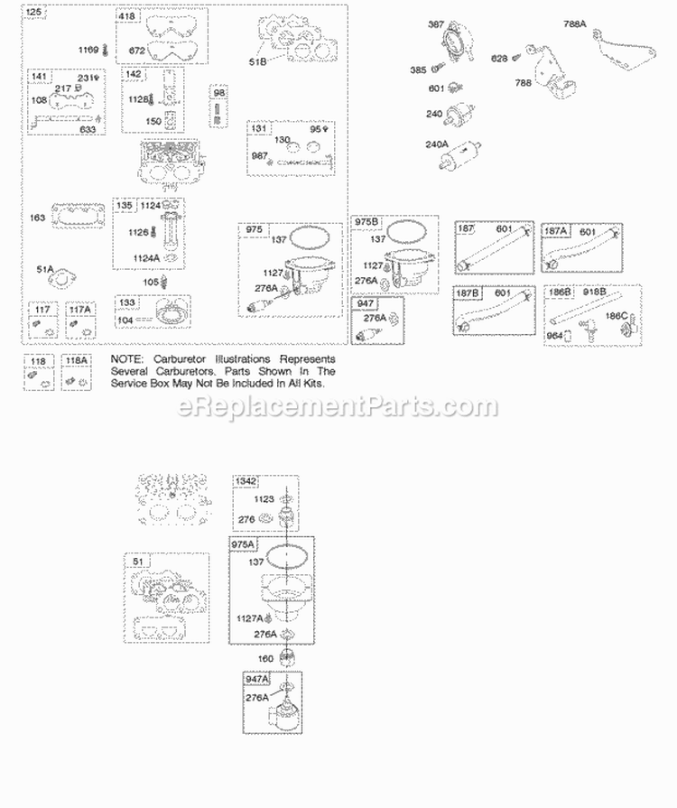 Carburetor Fuel Supply Diagram and Parts List for 445677-5262-B1  Briggs and Stratton Engine